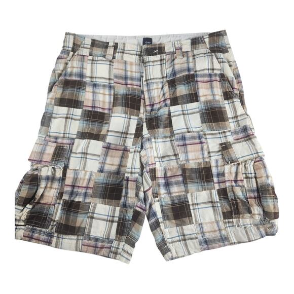 Y2K Gap Patchwork Cargo Shorts Men's 33 Multicolor Plaid - Picture 1 of 4